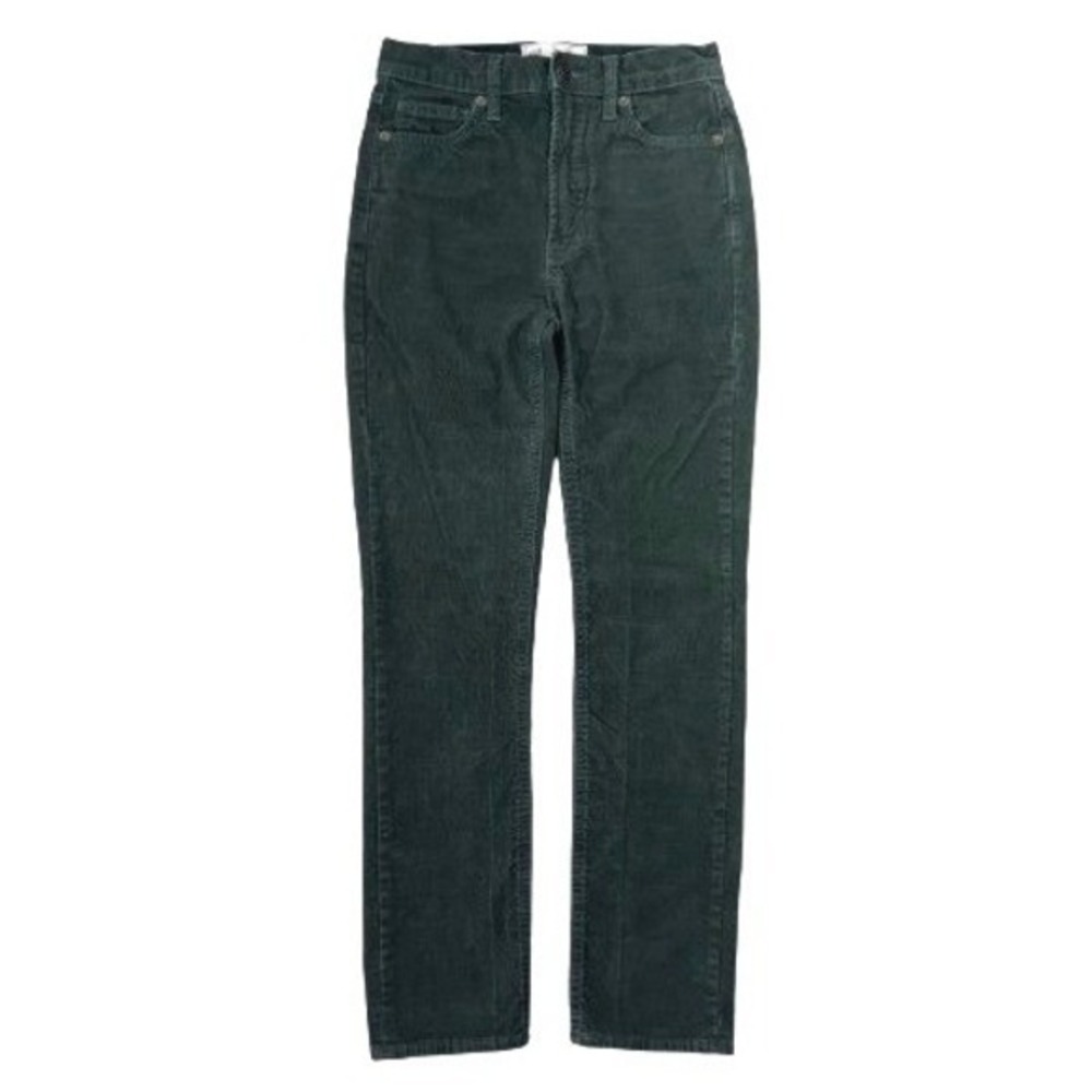 Women Gap Vintage Slim High Rise 24" waist Forest Emerald Green Corduroy‎ Pants